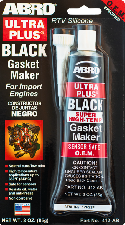 Loader Parts Source Replacement for Abro® OEM 412-AB: Ultra Plus Gasket Maker, Black 3oz, For Use on Engines, Super High Temperature